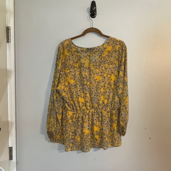 Lane Bryant Babydoll Floral Top 16 Yellow Boho Western Hippie Indie Concert 80s - Picture 12 of 13